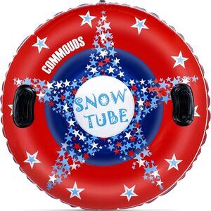 COMMOUDS Snow Tube, 47 Inch Large Inflatable Snow Sled with Handles, Double-Laye